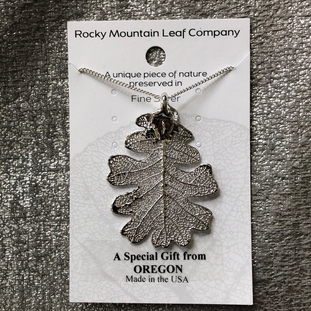 NEW silver necklace - real leaf